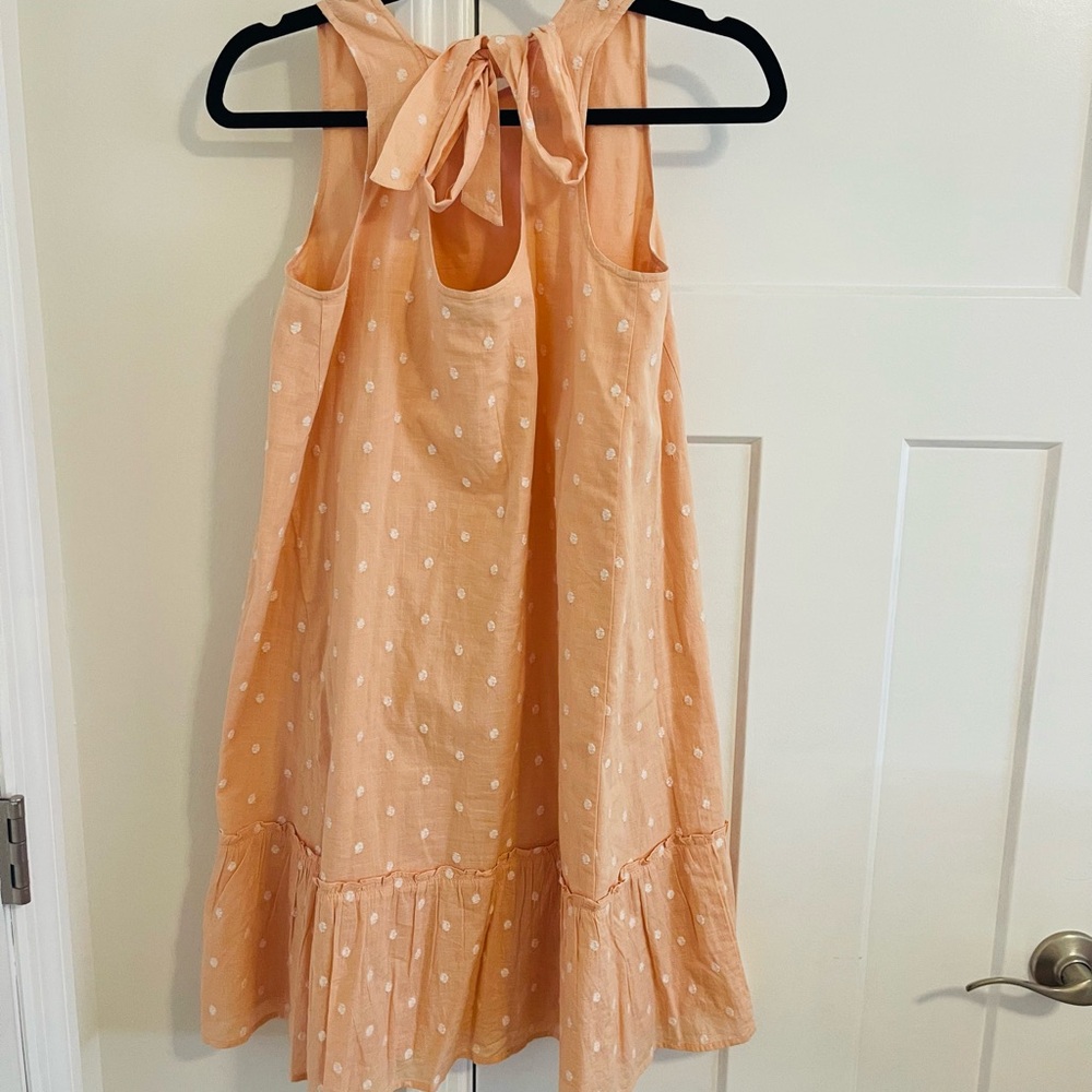 LOFT Peach and White Polka Dot Dress - Picture 2 of 4
